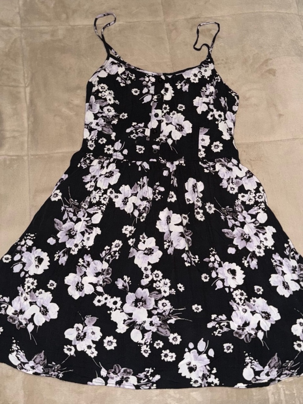 Garage Black Dress with White Floral Print